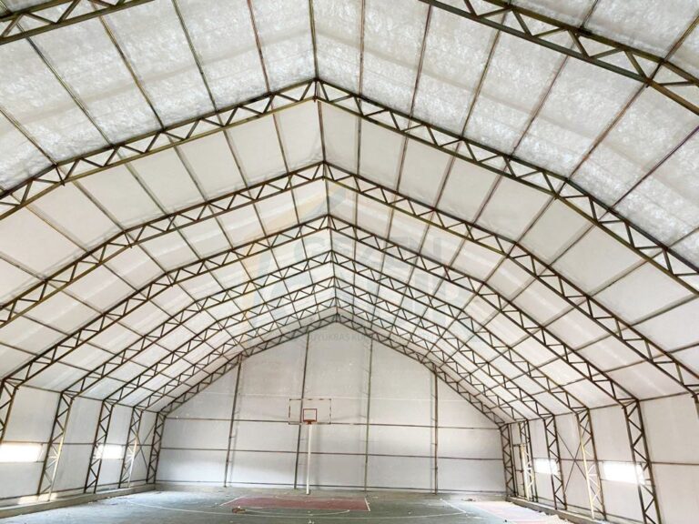 Yalıtımlı spor salonu çadırı çatı ve makas sistemi